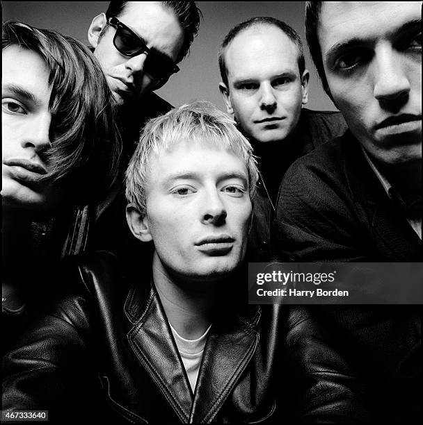 Rock band Radiohead are photographed for Select magazine on February 1, 1995 in London, England.