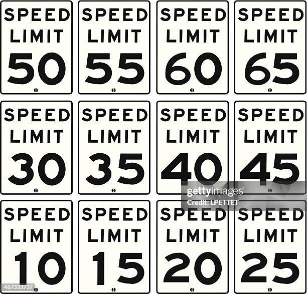 speed limit sign - geschwindigkeitsbegrenzung stock-grafiken, -clipart, -cartoons und -symbole