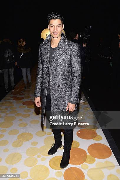 Siva Kaneswaran attends Desigual fashion show during Mercedes-Benz Fashion Week Fall 2014 at The Theatre at Lincoln Center on February 6, 2014 in New...