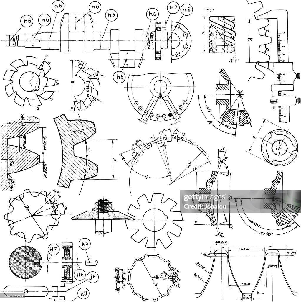 Diversi disegni tecnici