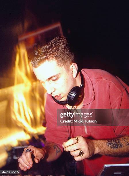 British DJ Andrew Weatherall on stage, 1994.