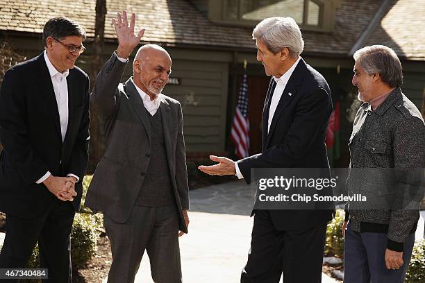 Treasury Secretary Jack Lew, Afghanistan President Ashraf Ghani, U.S. Secretary of State John Kerry and Afghanistan Chief Executive Abdullah Abdullah...