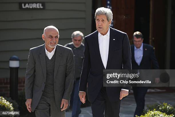 Afghanistan President Ashraf Ghani, Afghanistan Chief Executive Abdullah Abdullah, U.S. Secretary of State John Kerry and U.S. Secretary of Defense...