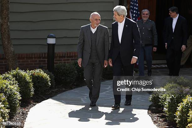 Afghanistan President Ashraf Ghani, U.S. Secretary of State John Kerry, Afghanistan Chief Executive Abdullah Abdullah and Treasury Secretary Jack Lew...