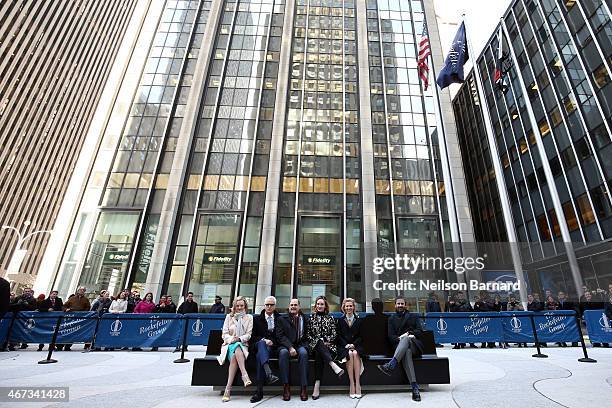 Mad Men cast members, Jon Hamm, January Jones, Elisabeth Moss, Christina Hendricks and John Slattery, with show creator, writer and executive...