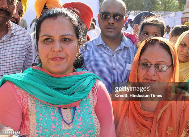 Family members of Sahid Bhagat Singh interacting with media during a event to pay homage to freedom fighters Bhagat Singh, Sukhdev and Rajguru on the...