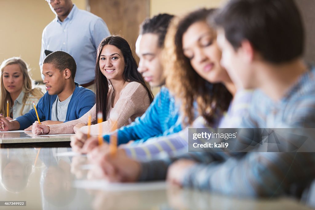 Students taking exam