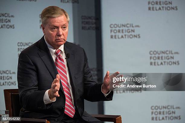 Sen. Lindsey Graham speaks at the Council On Foreign Relations on March 23, 2015 in New York City. Graham spoke extensively on U.S. Relations with...