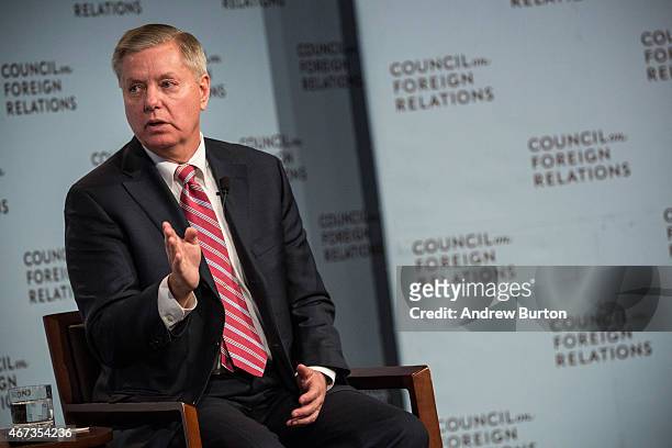 Sen. Lindsey Graham speaks at the Council On Foreign Relations on March 23, 2015 in New York City. Graham spoke extensively on U.S. Relations with...