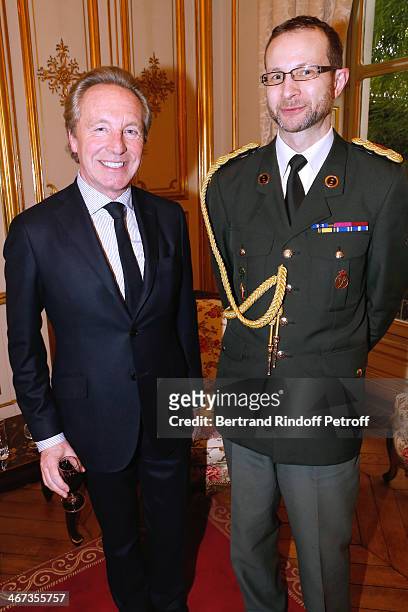 Belgian fashion designer Edouard Vermeulen and the 'Aide de Camp' of the King Philippe of Belgium attend the King Philippe of Belgium and Queen...