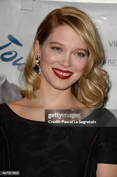 Lea Seydoux attends the Paris Premiere of 'Journal D'Une Femme De Chambre' At MK2 Bibliotheque on March 23, 2015 in Paris, France.