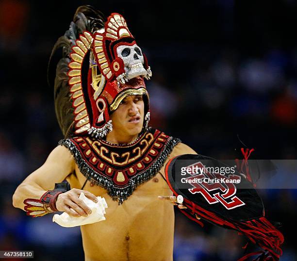 Playoffs: San Diego State Aztec Warrior mascot during game vs St. John's at Time Warner Cable Arena. Charlotte, NC 3/20/2015 CREDIT: Chris Keane