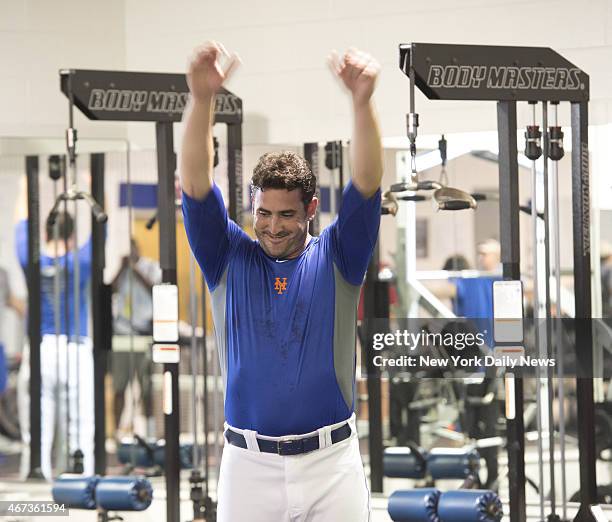 New York Mets starting pitcher Matt Harvey in gym for strength & conditioning.