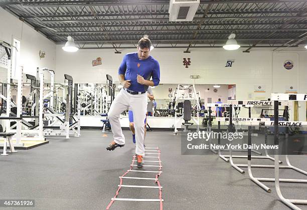 New York Mets starting pitcher Matt Harvey in gym for strength & conditioning.