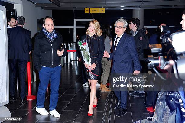 Lea Seydoux arrives to the 'Journal D'Une Femme De Chambre' Paris Premiere at MK2 Bibliotheque on March 23, 2015 in Paris, France.