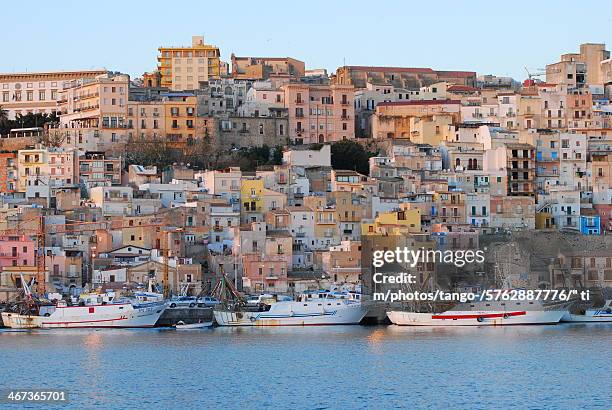 sciacca (view from fishermans docks (ag) - sicily - sciacca stock pictures, royalty-free photos & images