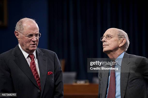 Supreme Court Justices Anthony Kennedy, left, and Stephen Breyer wait for the start of a Financial Services and General Government Subcommittee in...