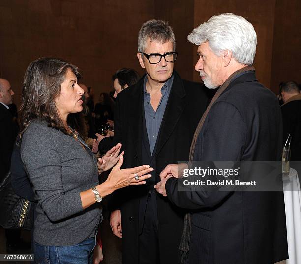 Tracey Emin, Jay Joplin and Chris Dercon attends a private view of "Nick Waplington/Alexander McQueen: Working Progress" at the Tate Britain on March...