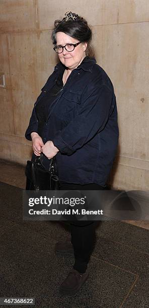 Christina Mackie attends a private view of "Nick Waplington/Alexander McQueen: Working Progress" at the Tate Britain on March 23, 2015 in London,...