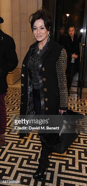 Nancy Dell'Olio attends a private view of "Nick Waplington/Alexander McQueen: Working Progress" at the Tate Britain on March 23, 2015 in London,...