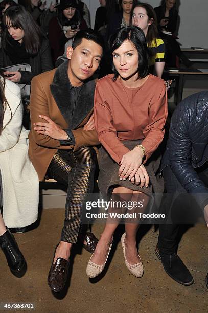 Bryanboy and Leigh Lezark attend the Costello Tagliapietra show during MADE Fashion Week Fall 2014 at Milk Studios on February 6, 2014 in New York...