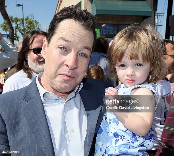 Actor French Stewart and daughter Helene Claire Stewart attend AEA actors picketing their own union over the proposal to end the 99-seat theater plan...