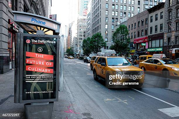 streets of new york - bus stop ad stock pictures, royalty-free photos & images