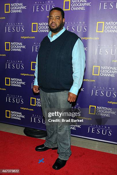 Grizz Chapman attends the red carpet event and world premiere of National Geographic Channel's "Killing Jesus" at Alice Tully Hall on March 23, 2015...