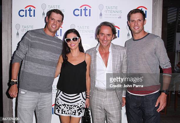 Mike Bryan, Adriana de Moura, Frederic Marq, and Bob Bryan attend Taste Of Tennis Miami Presented By Citi at W South Beach on March 23, 2015 in Miami...
