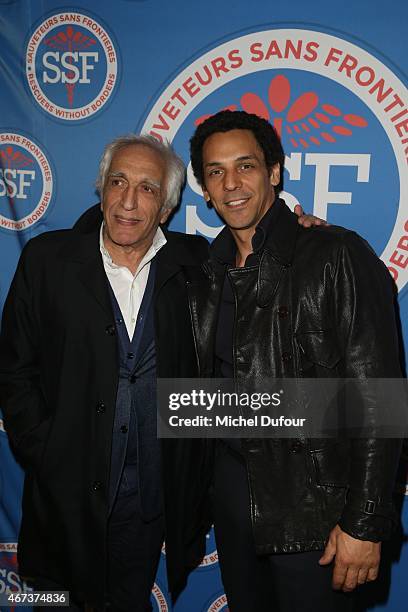 Gerard Darmon and Tomer Sisley attend the 'Sauveteurs Sans Frontiere' : Charity Party In Paris on March 23, 2015 in Paris, France.