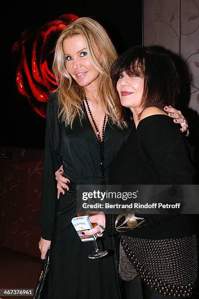 Florentine Leconte and France Aubert attend the Arthur Aubert Exhibition private view. Held at Le Fouquet's Barriere Hotel on February 6, 2014 in...