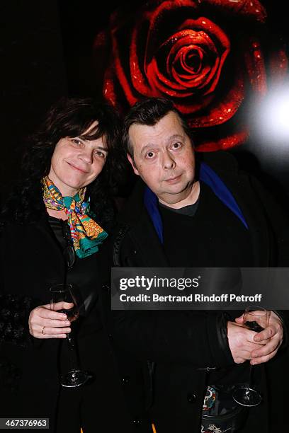 Contemporary Artist Richard Di Rosa and his wife Genevieve Di Rosa attend the Arthur Aubert Exhibition private view. Held at Le Fouquet's Barriere...