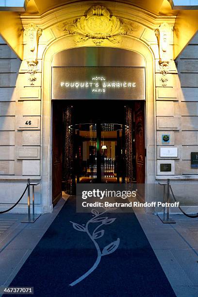 Illustration view of the Fouquet's Barriere Hotel whyle the Arthur Aubert Exhibition opening party. Held at Le Fouquet's Barriere Hotel on February...