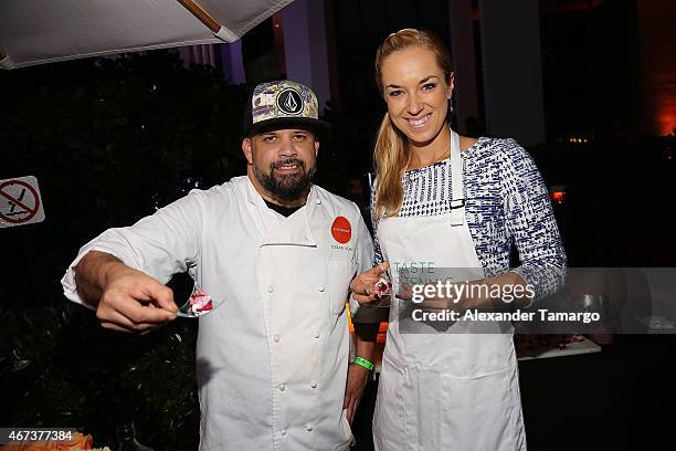 Chef Cesar Vega and Sabine Lisicki attend the Taste Of Tennis Miami Presented By Citi at W South Beach on March 23, 2015 in Miami Beach, Florida.