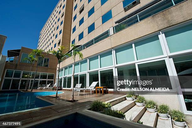 View of the pool at the Vitoria Hotel Concept, which will host Nigeria's national football team during the FIFA World Cup Brazil 2014, in Campinas,...