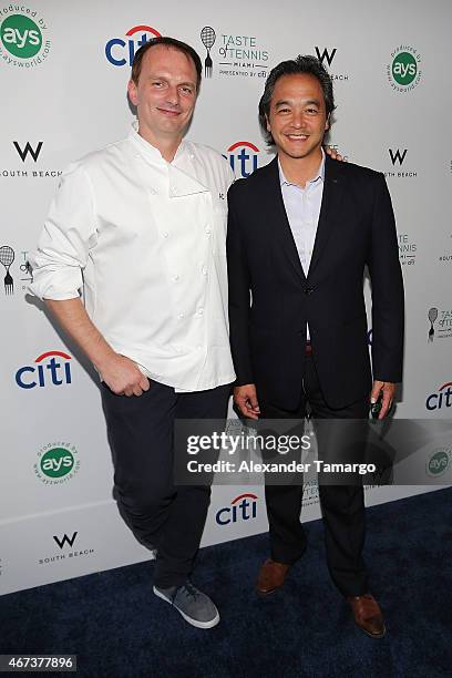 Chef Andrew Carmellini and Rick Ueno attend Taste Of Tennis Miami Presented By Citi at W South Beach on March 23, 2015 in Miami Beach, Florida.