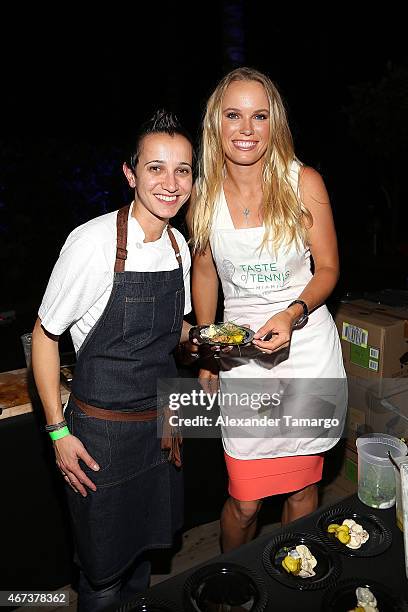 Paula DaSilvia and Caroline Wozniacki attend the Taste Of Tennis Miami Presented By Citi at W South Beach on March 23, 2015 in Miami Beach, Florida.