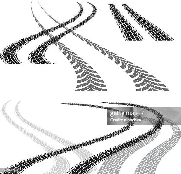 tire track curve - skidding stock illustrations