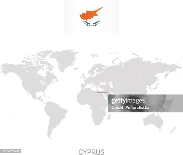 100 Cyprus On World Map Stock Photos High Res Pictures And Images Flag Of Cyprus And Designation On World Map 