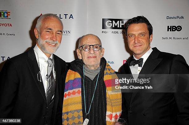 David Webster, Larry Kramer and Raul Esparza attend 2015 Gay Men's Health Crisis Gala Honoring Larry Kramer at Cipriani 42nd Street on March 23, 2015...
