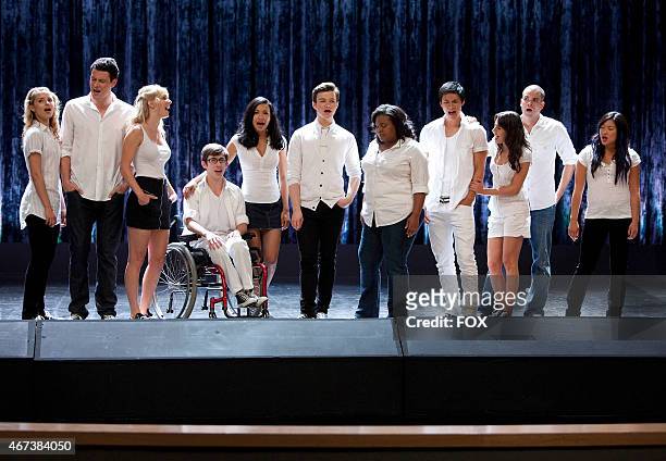 New Directions performs in the "Grilled Cheesus" episode of GLEE airing Tuesday, Oct. 5 on FOX. Pictured L-R: Dianna Agron, Cory Monteith, Heather...