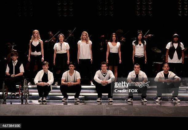 The Glee Club performs in the "Throwdown" episode of GLEE airing Wednesday, Oct. 14 on FOX. Pictured top row L-R: Heather Morris, Jenna Ushkowitz,...