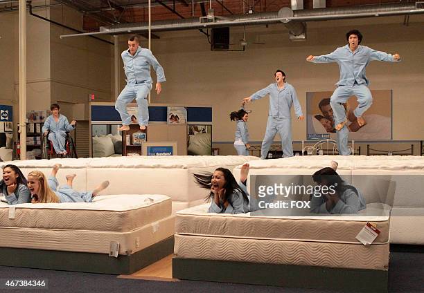 The Glee Club has fun filming a local commercial in the "Mattress" episode of GLEE airing Wednesdsay, Dec. 2 on FOX. Pictured bottom row L-R: Jenna...