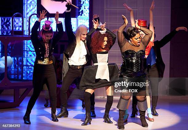 New Directions performs in "The Rocky Horror Glee Show" episode of GLEE airing Tuesday, Oct. 26 on FOX. Pictured L-R: Dianna Agron, Chris Colfer,...
