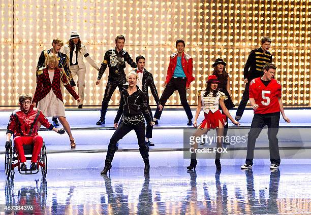 The glee club performs in "Michael," a special episode celebrating the music of Michael Jackson, on GLEE airing Tuesday, Jan. 31 on FOX. Pictured...