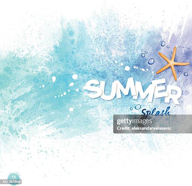 sommer splash-aquarell hintergrund - water cooler stock-grafiken, -clipart, -cartoons und -symbole