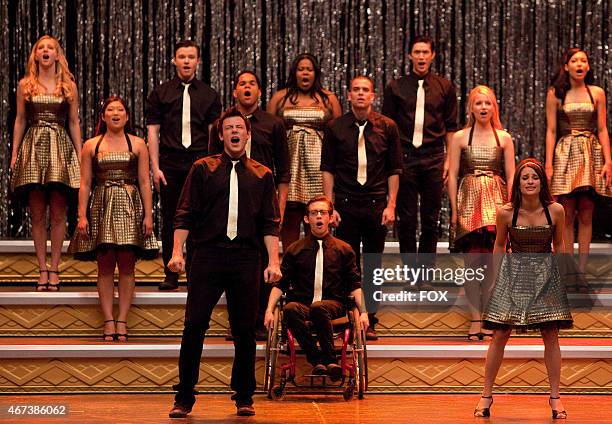 New Directions perform in the "Journey" season finale episode of GLEE airing Tuesday, June 8 on FOX. Pictured front row L-R: Cory Monteith, Kevin...