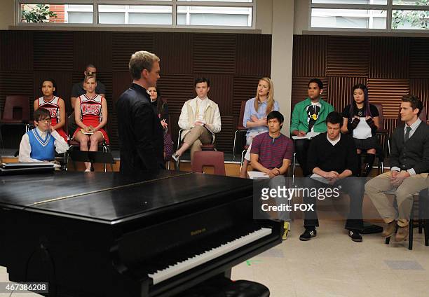 School board member Bryan Ryan addresses Will and the glee club in the "Dream On" episode of GLEE airing Tuesday, May 18 on FOX. ©2010 Fox...