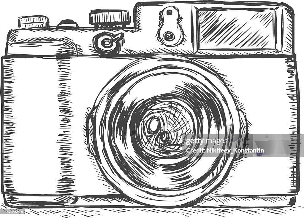 Vector Sketch Illustration Photo Camera High-Res Vector Graphic - Getty ...