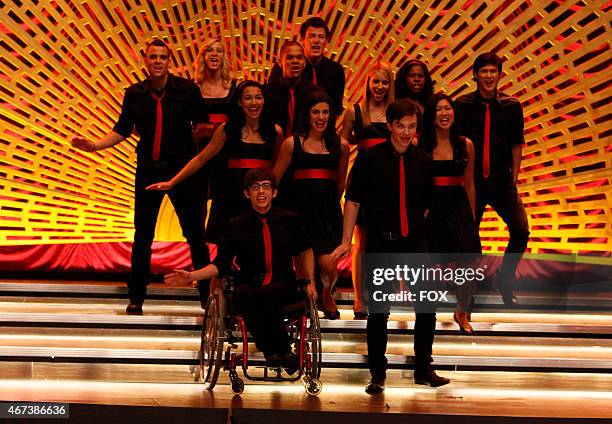 New Directions perform at sectionals in "Sectionals," the fall finale episode airing Wednesday, Dec. 9 on FOX. Pictured back row L-R: Mark Salling,...